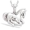 [F6280] - Silver Pendant 'Galloping Horse' Silver (rhodium Plated) - 9x18 Mm