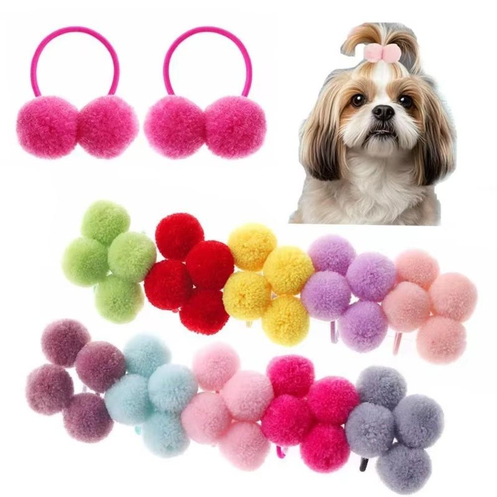 Double Fur Ball Hair Rope Set High Elasticity Hair Bands New Hair Scrunchies For Kids Girls