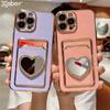 Чехол-кошелек для карт с блестками и стразами Love Heart, зеркальное покрытие для iPhone 16 15 14 13 11 12 Pro Max XS X 7 8 Plus, мягкая крышка для слота