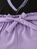 Girls Casual Summer Sleeveless Heart Print Purple Shorts Two-Piece Set Children's Fashion Outfit for Girls