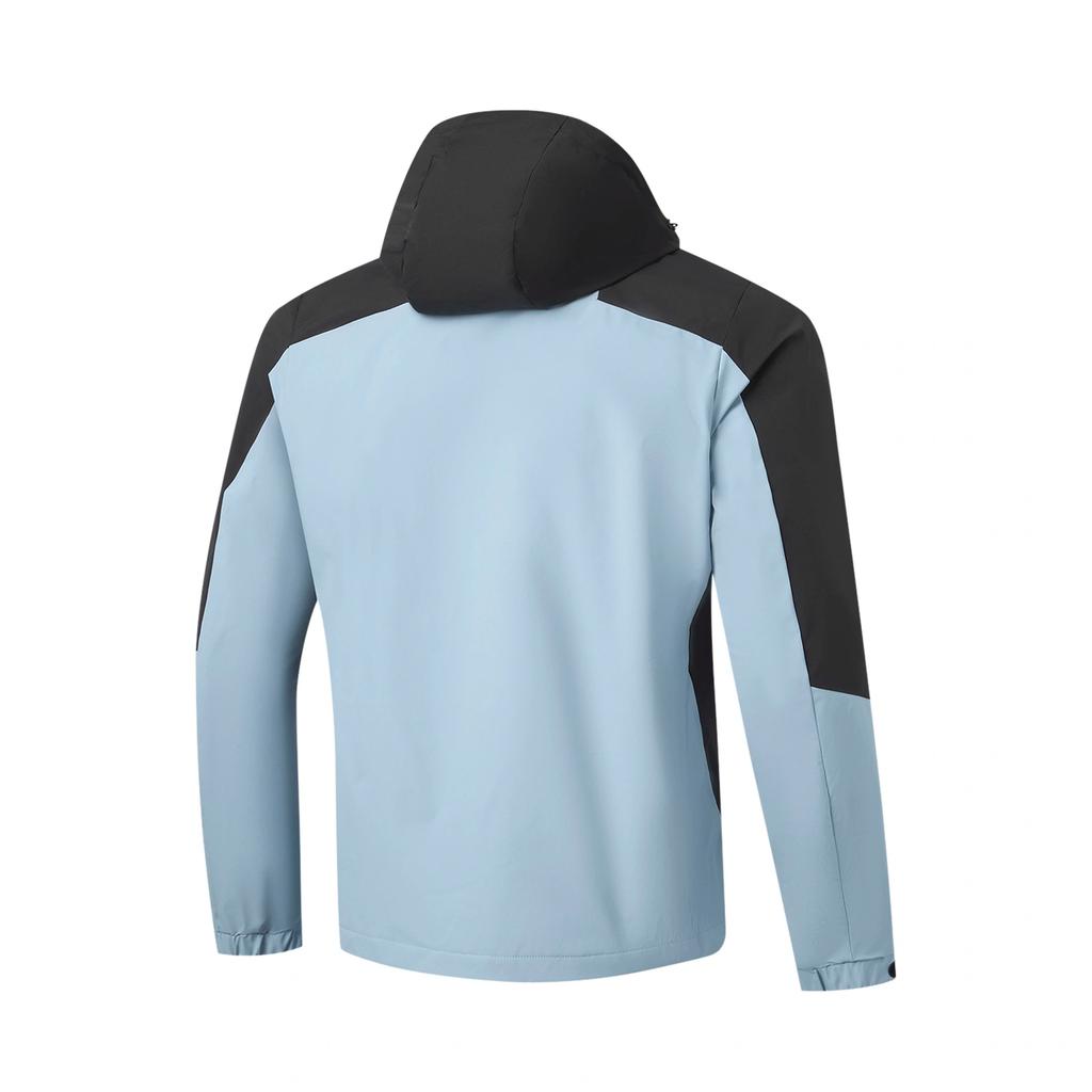 Мужские тренчи Li-Ning Мужские Мягкий матовый синий с капюшоном (Несъемный) Умеренный