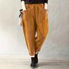 Women's Retro Corduroy Harem Pants: Solid Color, Loose Fit, with Pockets - Ideal for Spring and Summer