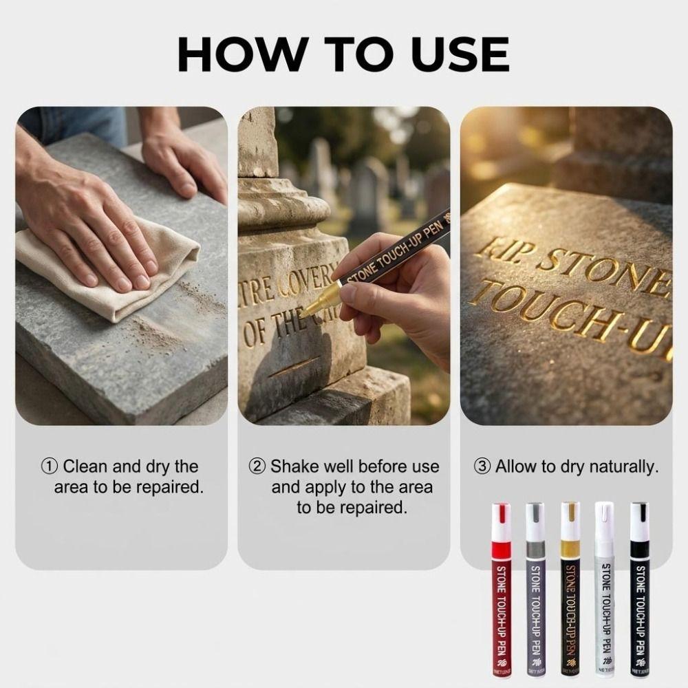 3mm Tip Stone Repair Pen Waterproof Permanent Memorial Inscription Pen Large Capacity Granite Marker Pen Cemetery Maintenance