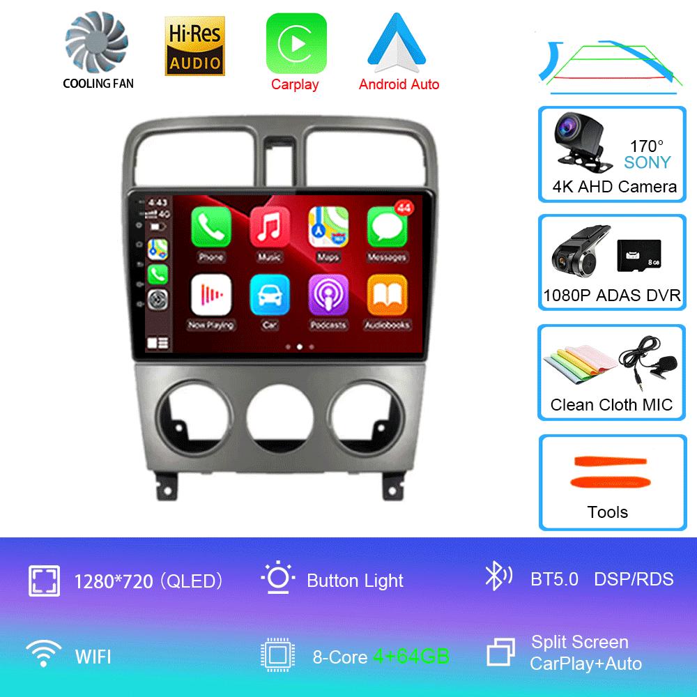 Автомагнитола Android 14 Carplay Auto 2K Экран Мультимедийный плеер Для Subaru Forester SG 2002 - 2008 DSP Авторадио Стерео Головное устройство