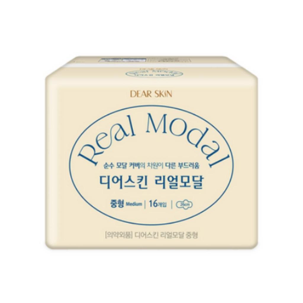 DearSkin Real Modal Winged Sanitary Pads, Medium Size, 16 Pads Per Pack × 4 Packs