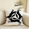 N-Negative Space Rabbit Cushion Cover Natural Linen Pillowcase Set, All-In-One Decor For Sofa, Bedroom & Chair