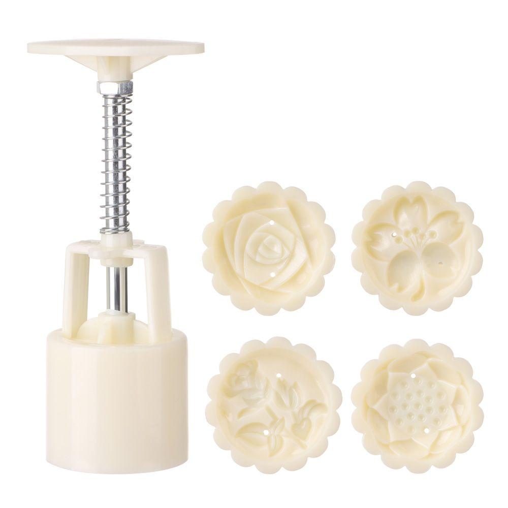 Pressure Fondant Moon Cake Tool DIY Mooncake Mold Set Flower Mooncake Mold 50g Mid Autumn Festival