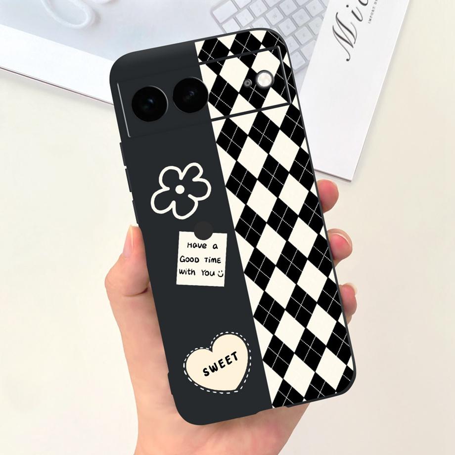 For Google Pixel 7 Pro Case Soft SIlicone Phone Case For Pixel7 Google 7Pro Bumper Cute Fashion Cartoon Cover Cat Moon Night Bag