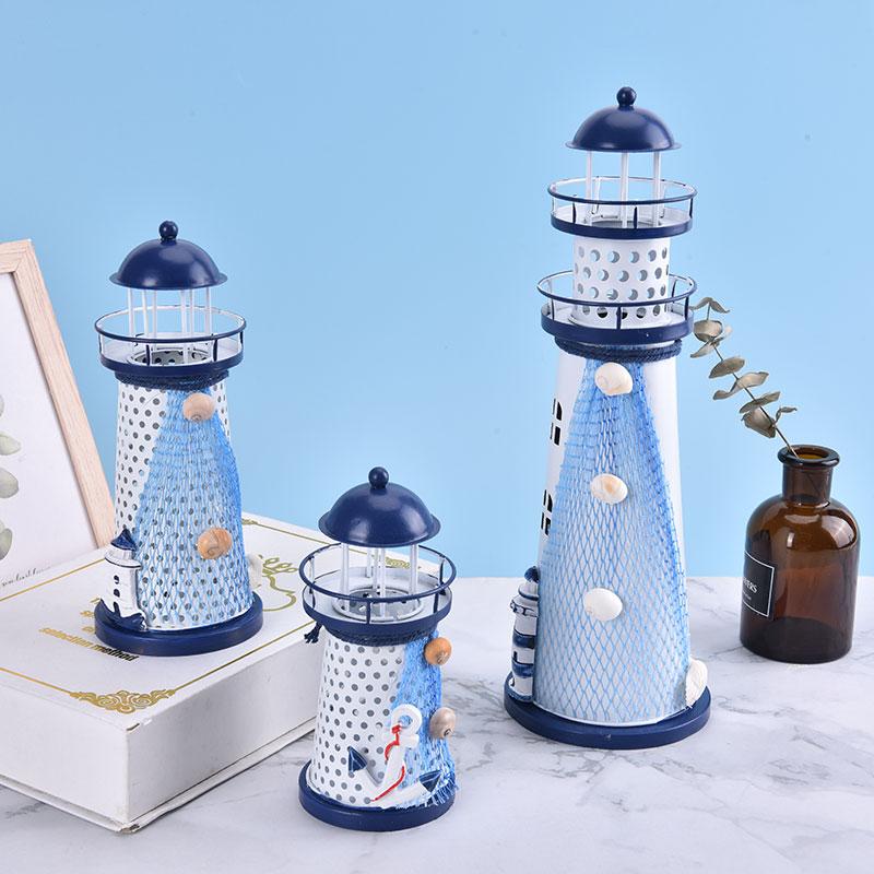 Ocean Flash Lighthouse Fishing Net Starfish Shell Metal Beacon Tower Ornaments
