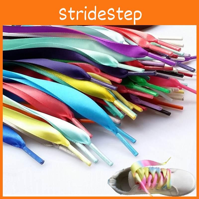 Colorful Polyester Ribbon Shoe Lace For Sneakers Satin Candy Color Flat Lace