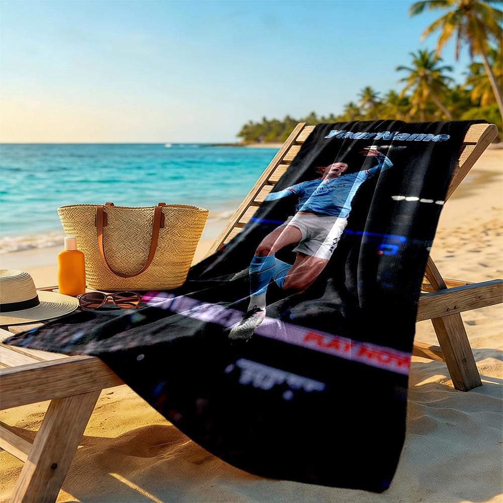 Haaland Customize Your Name Beach Towel Quick-Dry Soft Microfiber Ideal for Travel Outdoor Swim Pool Yoga Surf Camping Hiking Gym Gift Holiday