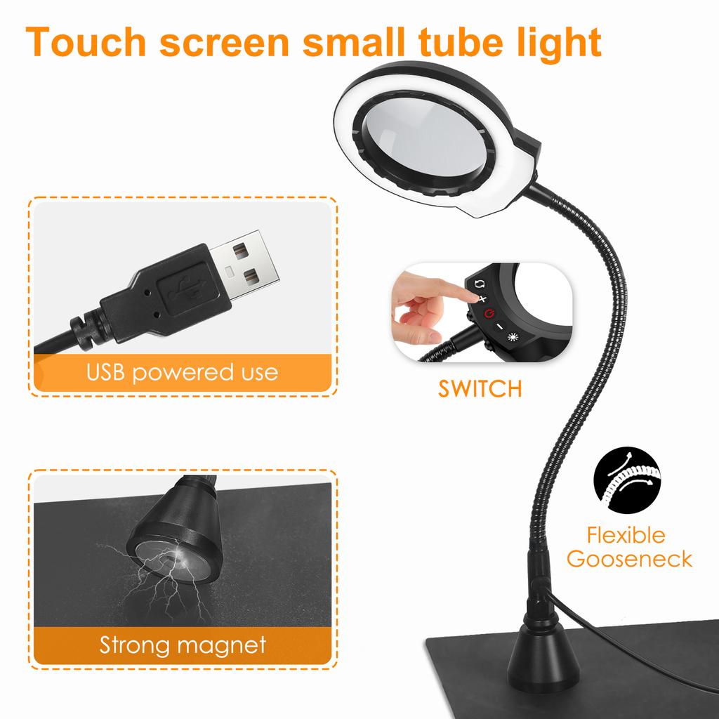 Toolour Magnetic Helping Hands Soldering Station with Heavy-Duty Steel Base/Welding Silicone Pad/5X Magnifying Lamp/4PCB Holder