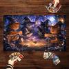 Witch Cats Play Cards Magic Forest TCG Playmat 600x350mm MTG Mat Anti-Slip Stitched Edge Durable Commander Desk Tapete Magic Mtg