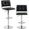 Bar Stools Modern PU Leather Adjustable Breakfast Bar Stools Backrest Set of 2 Black
