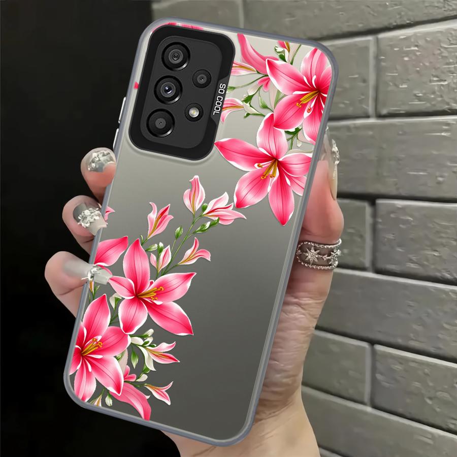 Чехол для Samsung Galaxy A24 A25 A15 A16 A31 A21s A23 A13 A14 A12 A26 A35 A34 A17 A20s Чехол для телефона Вишневый Цветок Печать Прозрачный Крутой