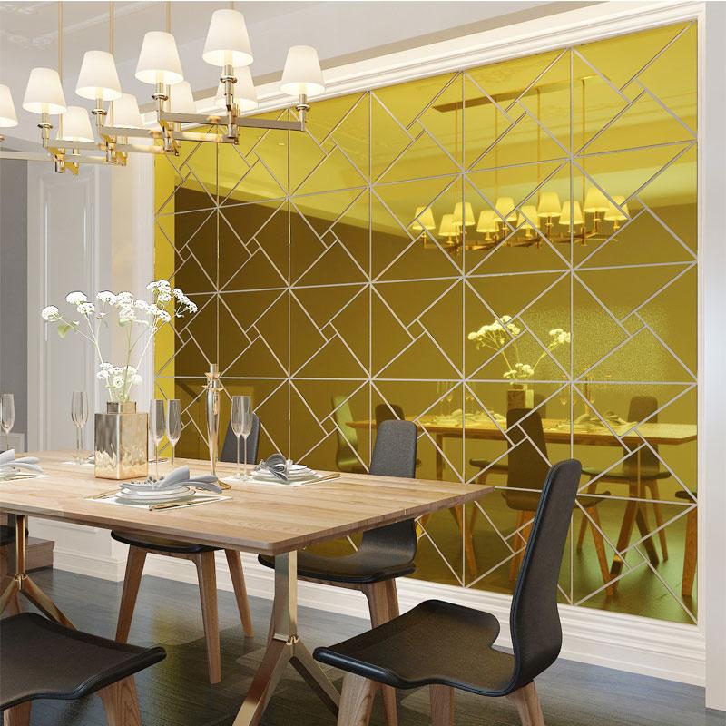 NEW 3D Square Wall Mirror Stickers Acrylic Self-Adhesive DIY Decal for TV Background Living Room Art Modern Home Decor