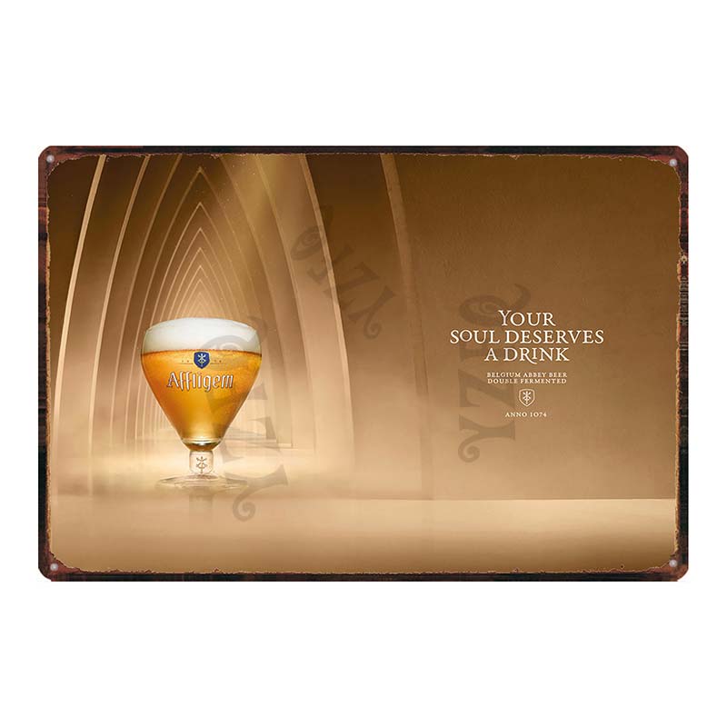 Металлическая жестяная табличка Beer Paix Dieu Mort Subite Ретро-постер Affligem Для стены Бар Паб Искусство Кухня Кофе Домашний декор 30X20СМ DU-8499B