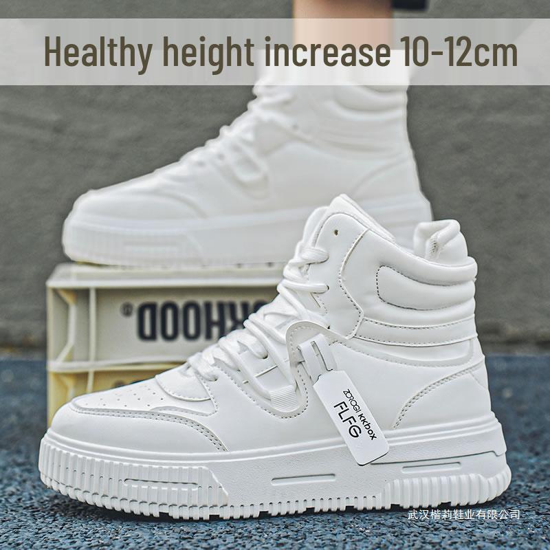 Белые кроссовки хай-топы Comic Con с внутренней высотой 10 см, толстая подошва 12 см - Модные повседневные спортивные кеды на доске в корейском стиле