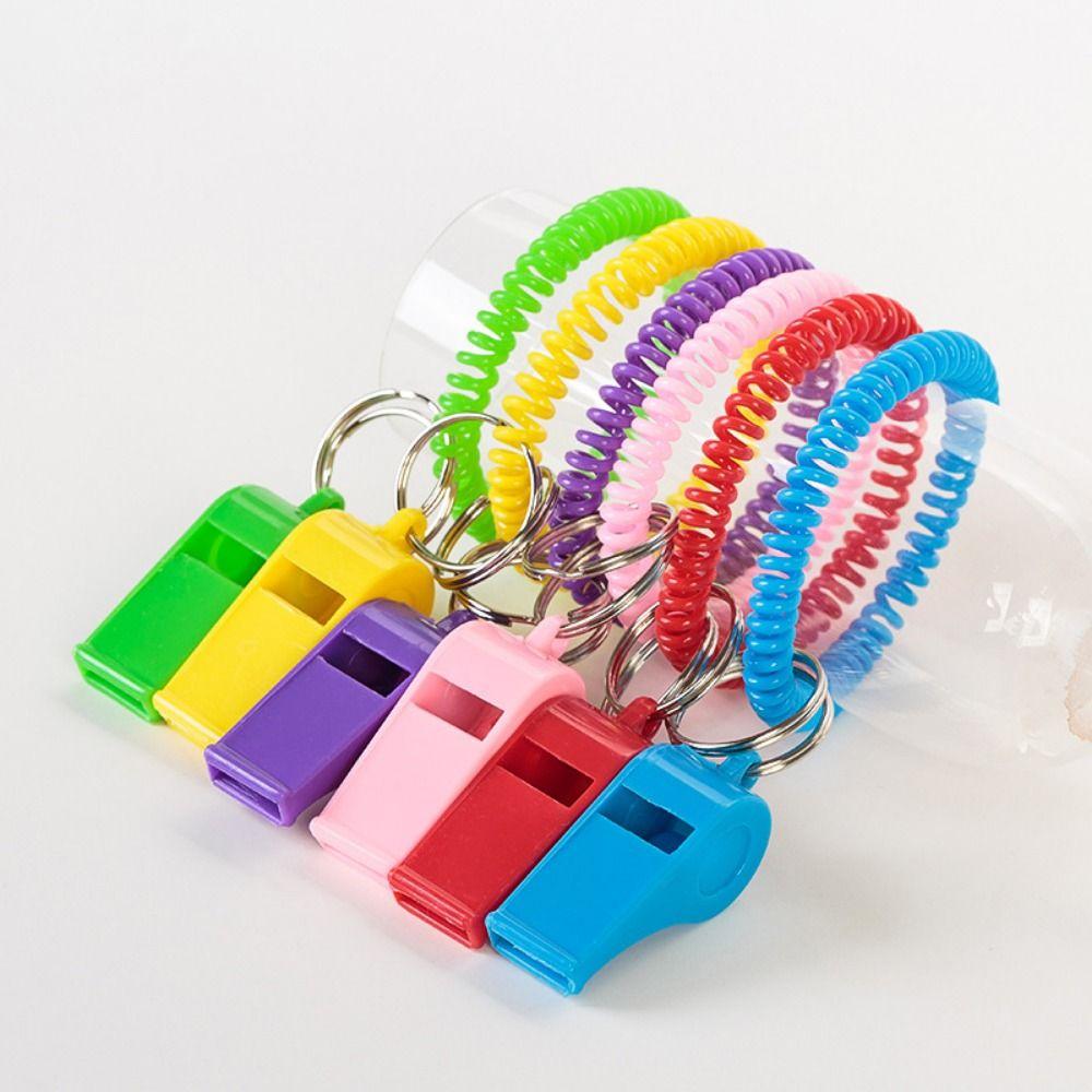 10Pcs Plastic Spring Wristband Whistle Colorful Referee Whistle Sport Whistle Outdoor Survival