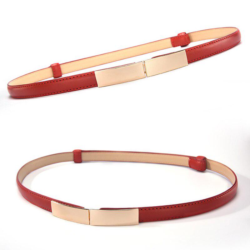 Women Ladies Fashion Casual All-match Square Buckle Belt Multi Color Slim Faux Leather Waistband Belt