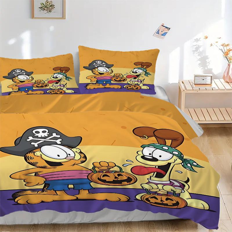 3pcs Halloween Garfield and Odie Bedding Set, Including, Without Filling, Soft and Comfortable Home Bedroom.H044