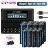 Cityork Перезаряжаемая батарея AA 1,2 В + никель-металлгидридные аккумуляторы AAA 1,2 В + 8 слотов USB-зарядное устройство 1,2 В AA AAA