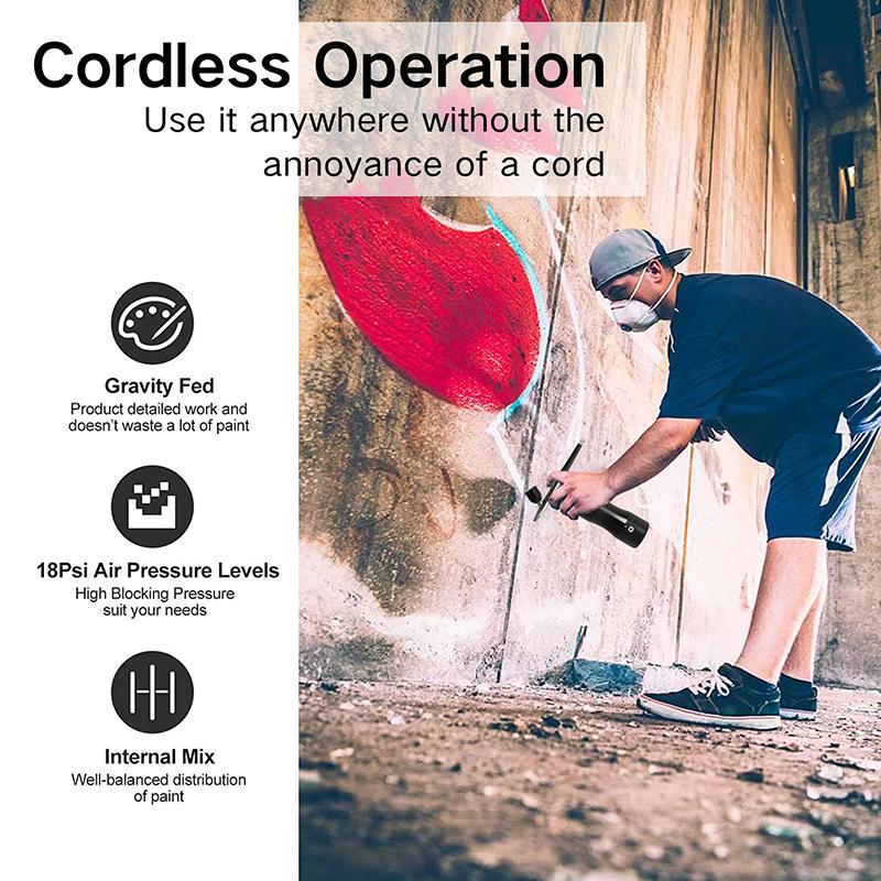 Портативный комплект аэрографа с компрессором и веревочным пистолетом-распылителем Перезаряжаемый распылитель двойного действия двойного назначения