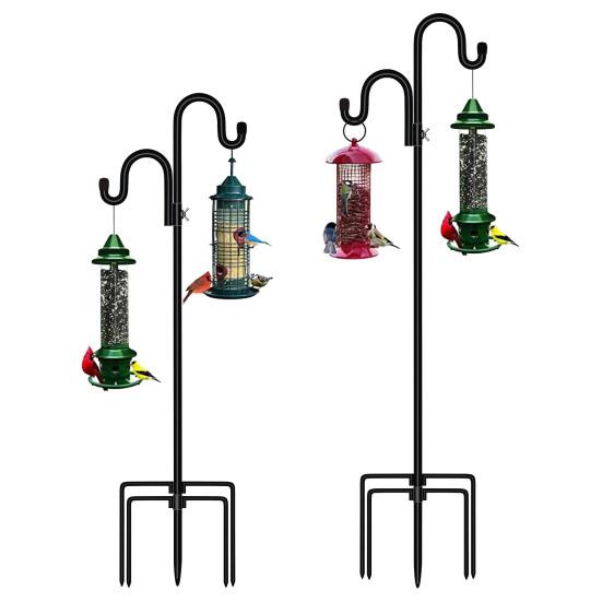 Heavy Duty Shepherd Hook 5 Prong Base Garden Hook Stake Rust-proof Multifunctional Standing Pole Hook for Bird Feeder Lanterns Flower Baskets