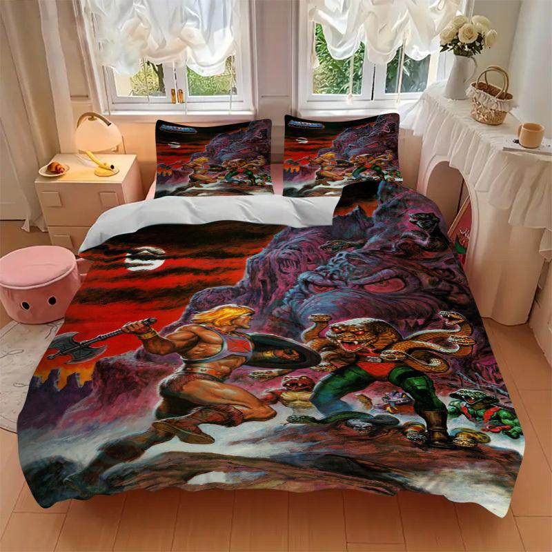 Masters of the Universe: He-Man and Snake Mountain Bedding Set Comforter Cover Gift for Bedroom,Includes 1 Cover and 2 Pillowcases, No InsertB558
