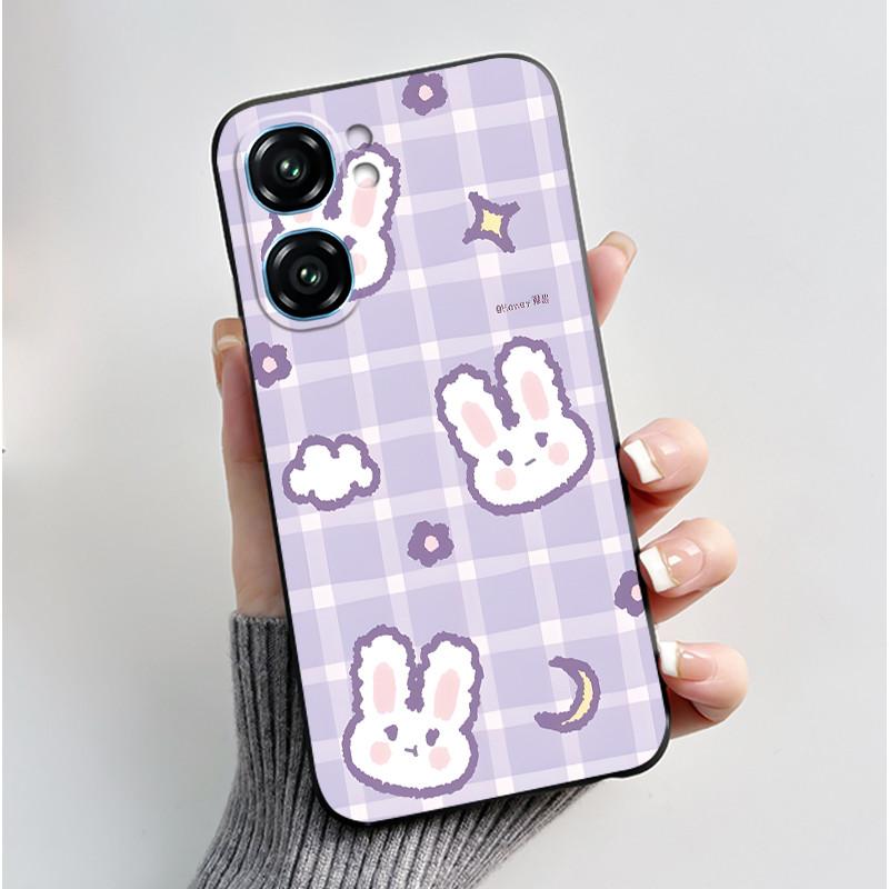 Чехол для Oukitel C58 Чехол-крышка для Oukitel C58 Pro Роскошный Милый Любовь Кролик Забавный Рисунок Черный ТПУ Мягкий Силикон Защитный Чехол для Телефона