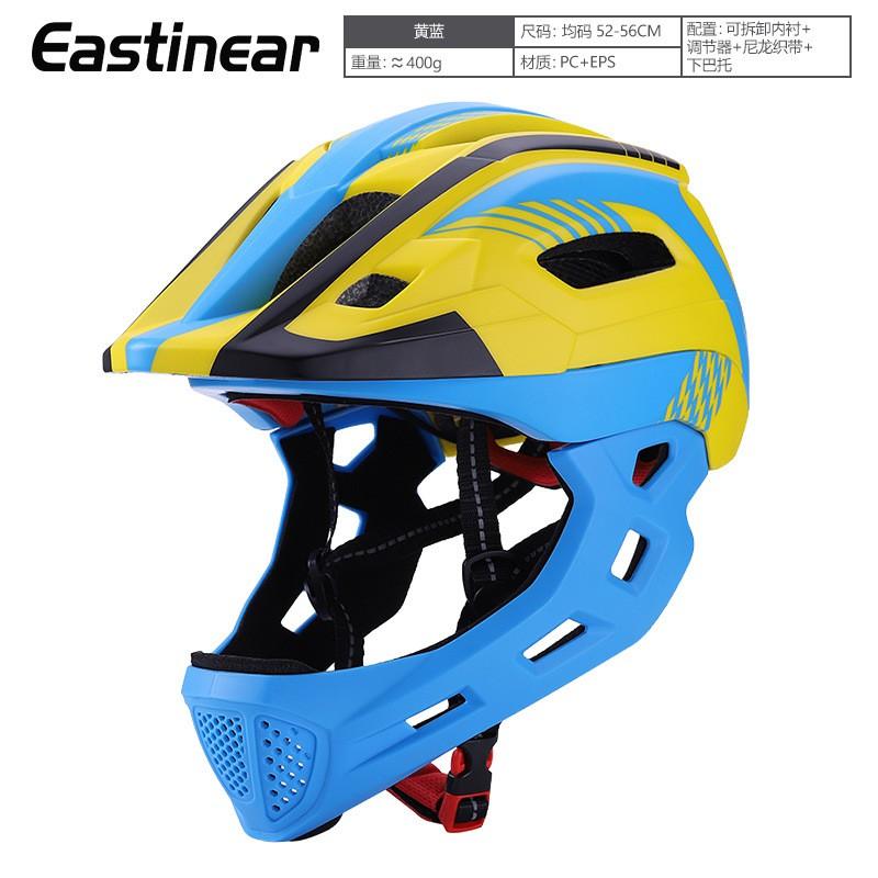 Kids Full Face Helmet With Removable Chin Guard Balance Bike Cycling Safety Gear PC EPS Construction One Size 52-56cm