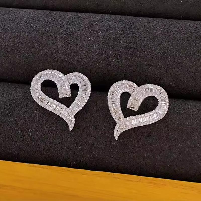 Huitan великолепные полые серьги в форме сердца женские роскошные блестящие циркониевые аксессуары для свадебной вечеринки романтические женские украшения
