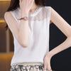 Черные майки женские летние 2025 без рукавов с круглым вырезом белые трикотажные майки женские топы JJ290