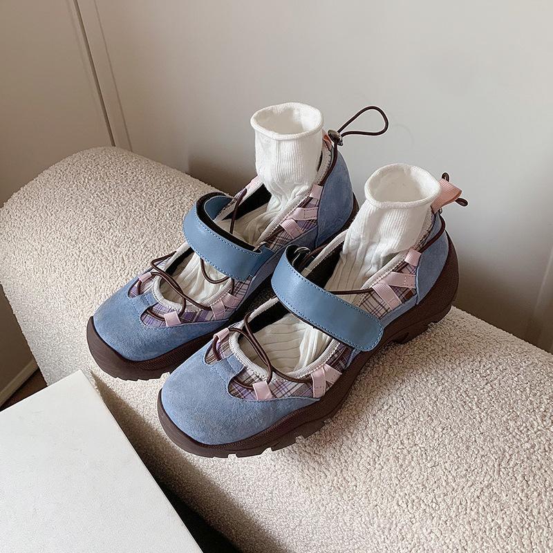 New Comfortable Design Sense Niche Casual Function Style Ballet Shoes Velcro Platform Mary Jane Women's Shoes Sports Shoes