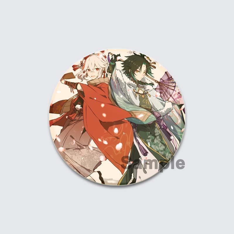 Значок Genshin Impact Game Anime Girl Hu Tao/Venti/Jean, 58 мм, круглая брошь для рюкзака, одежды, аксессуаров, ювелирных изделий, подарков