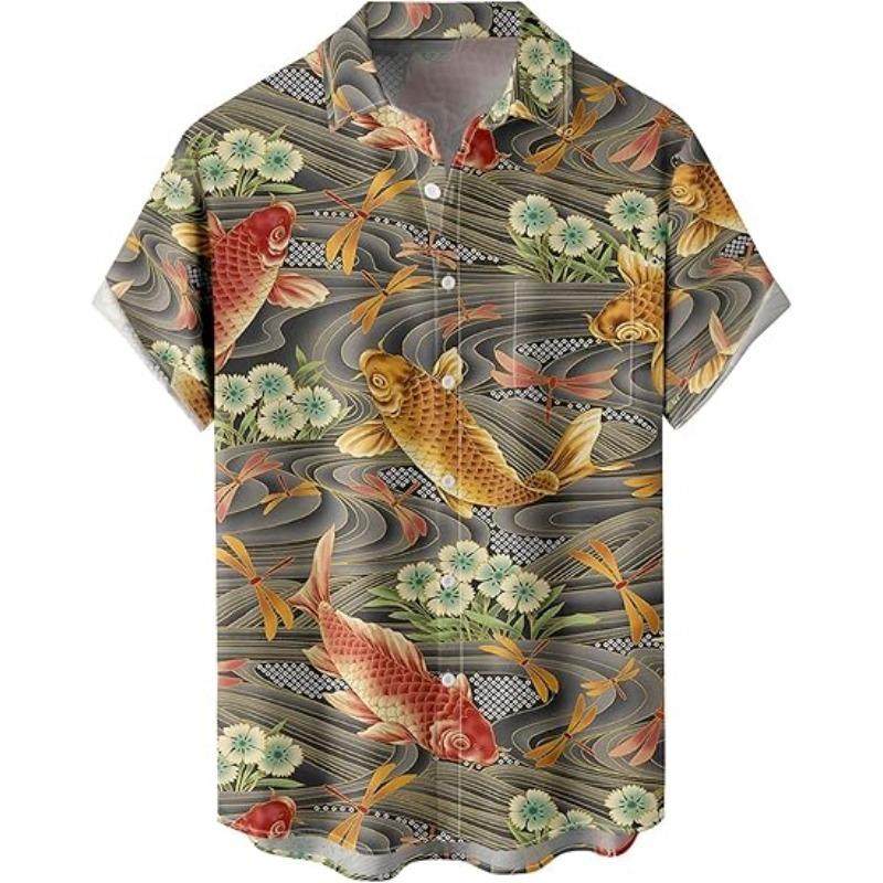 Hawaiian Shirt Men's Loose Short Sleeved Men's Beach Shirt Vacation Casual Shirt