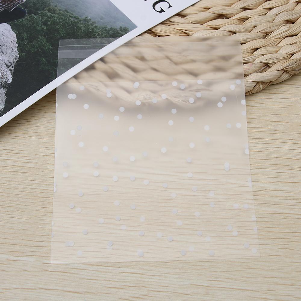 100 PCS New Baking Cookie Self Adhesive Plastic Packaging Bag Seal OPP White Dots
