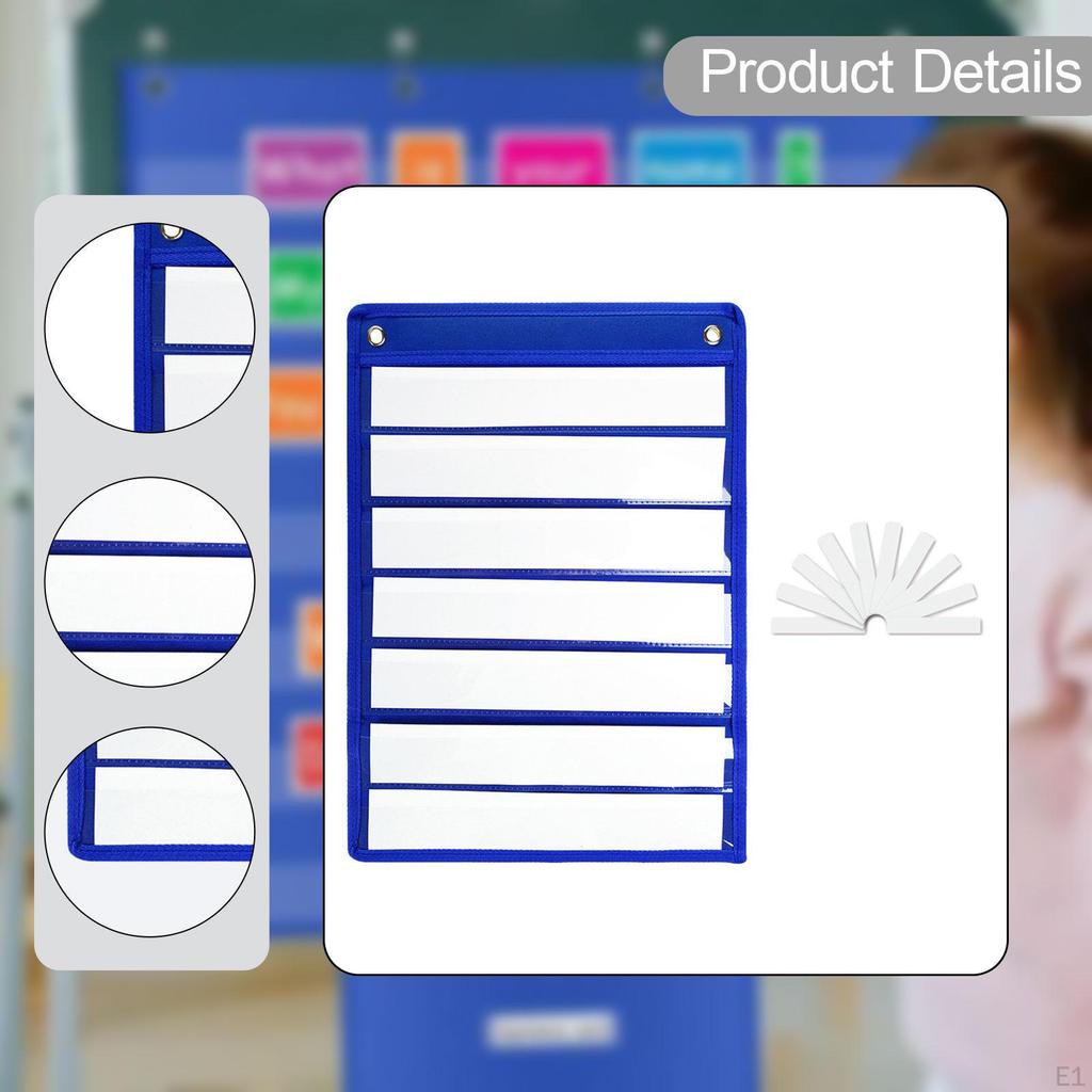 Classroom Pocket Chart 7 Rows Learning Tool Accessory for Home Letter Cards School