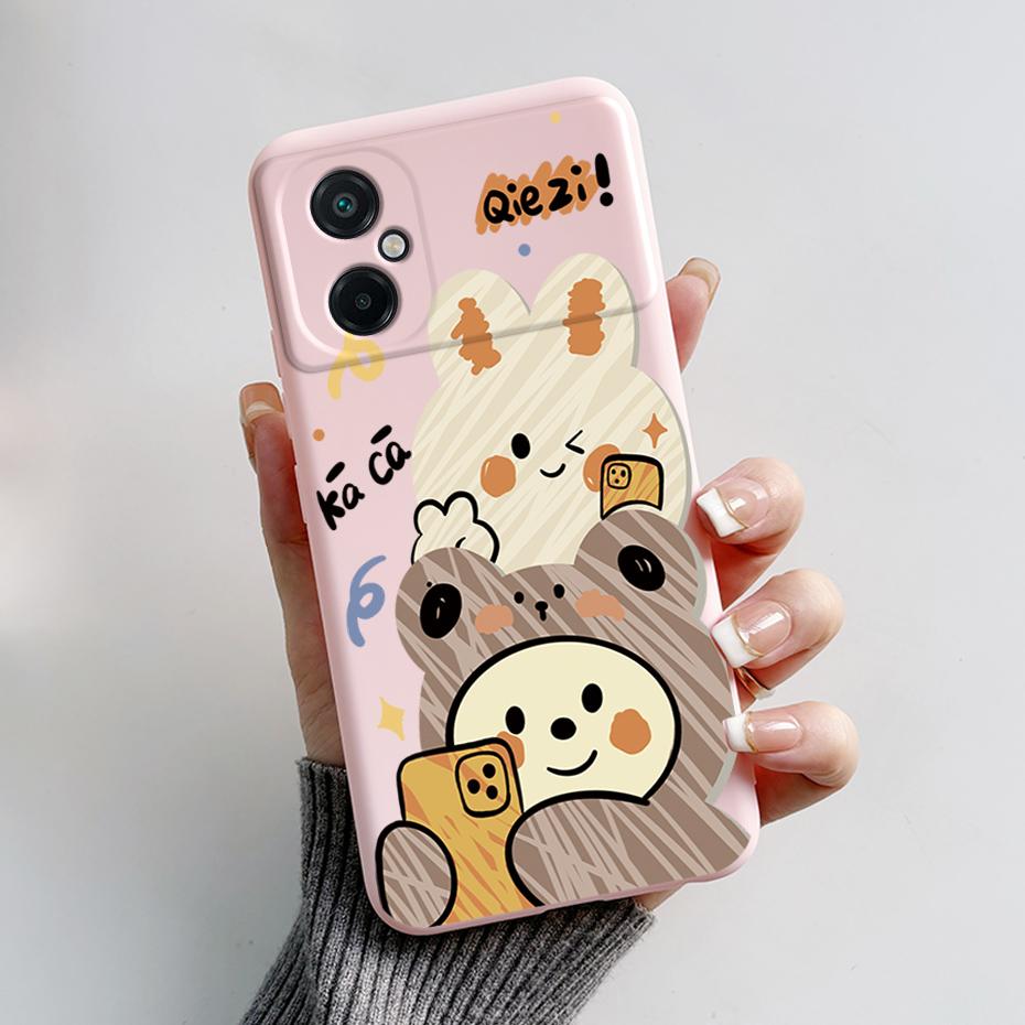 For Xiaomi Poco M5 M5S Phone Case Cute Panda Painted Full Protection Liquid Silicone Bumper For Poco M5 M 5 S Back Cover Shell