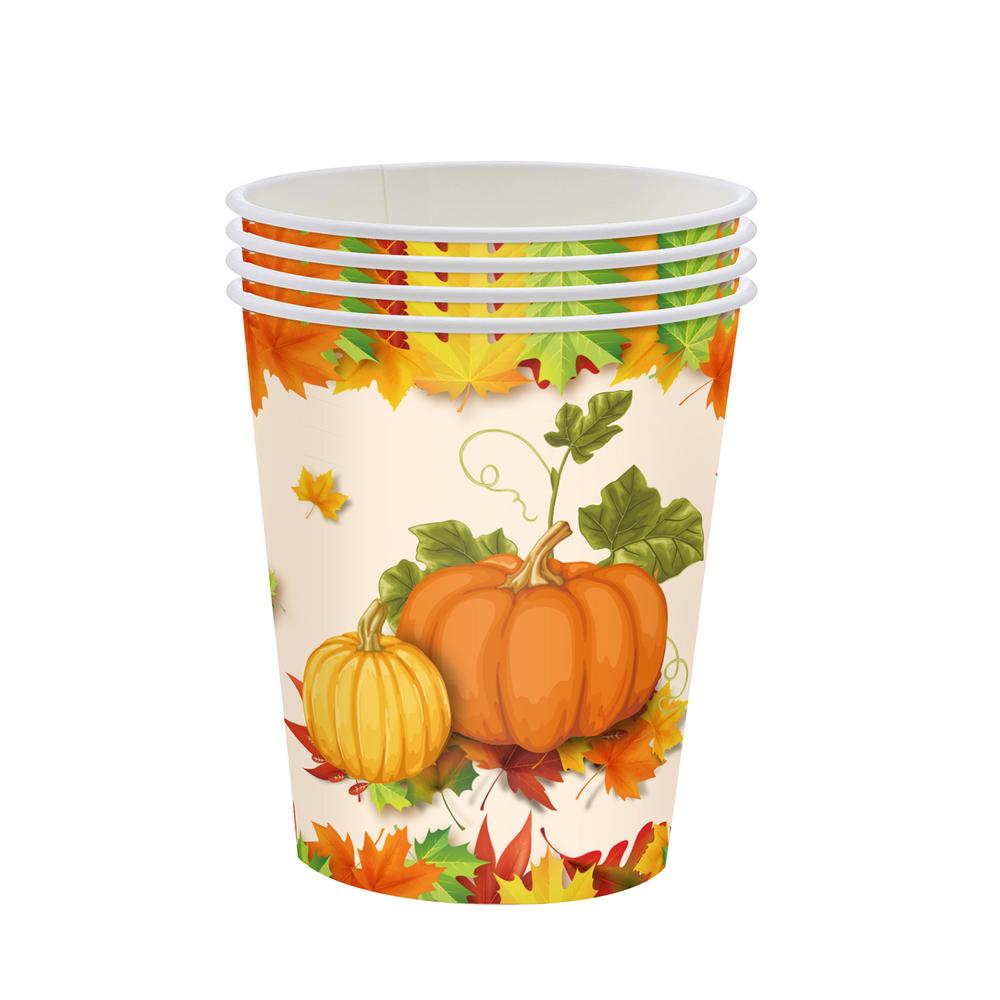 Бумажные тарелки на День благодарения Тарелки для осенней вечеринки Кленовые листья Декор из тыквы Осенняя посуда Набор столовых приборов для вечеринки с осенними листьями