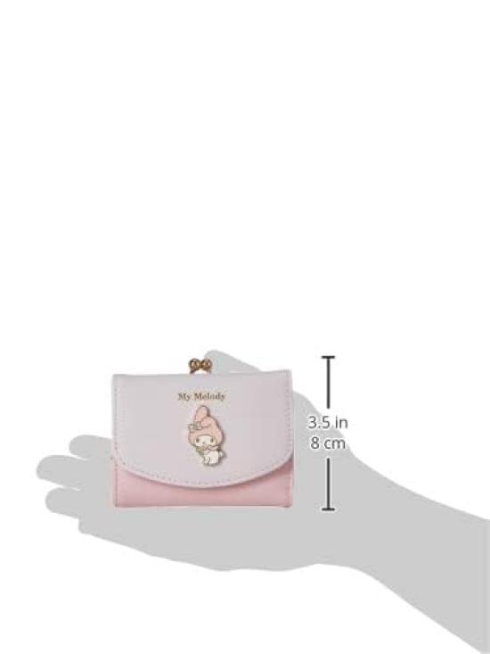 Wallet with Clasp for Women and My Melody [Sanrio] Tri-fold Closure, Two-tone, SR12, Girls,