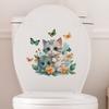 Cartoon Cat Butterflies Toilet Sticker Removable Self-adhesive Waterproof PVC Living Room Bedroom Bathroom Wall
