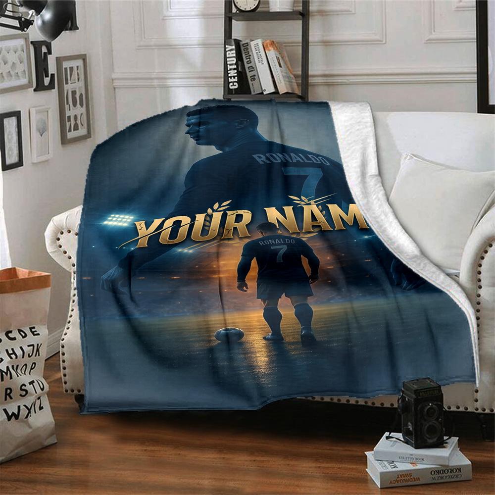 Cristiano Ronaldo (6) Personalized Name Blanket Multi-purpose Personalized Blanket Soft Warm Cozy for Chair Livingroom Couch Picnics