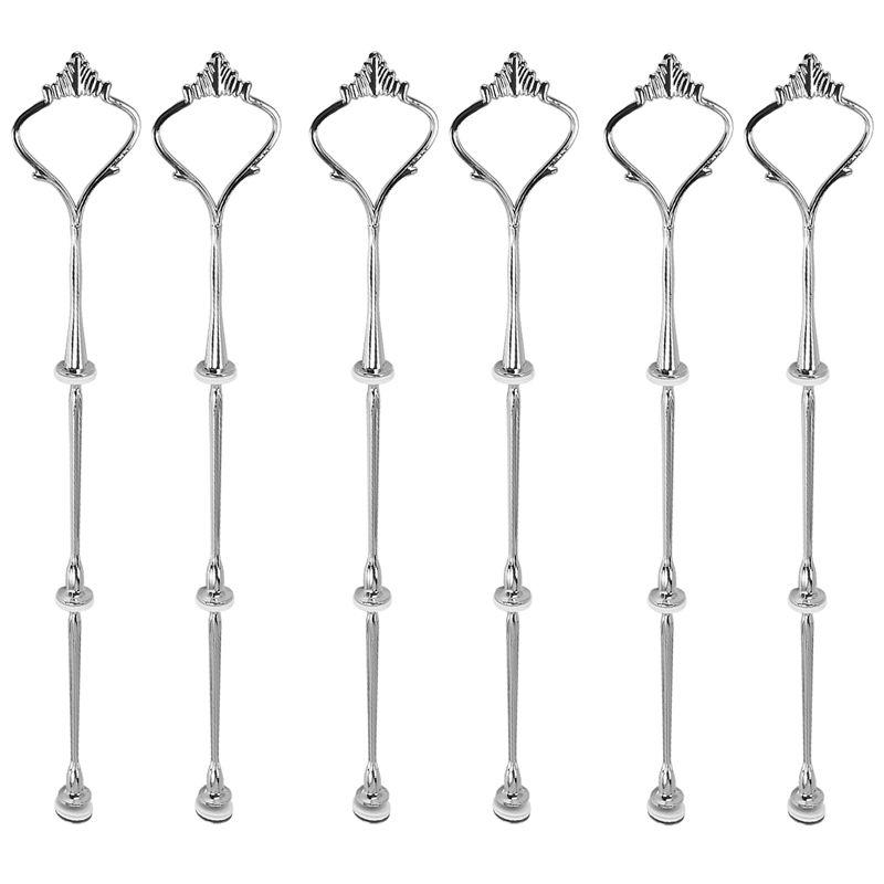 J1UL1N 6 Set Tray Hardware For Cake Stand 3 Tier Cake Stand Fitting Hardware Holder For Wedding And Party Serving Tray(Silver)