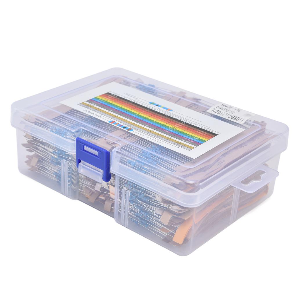 Набор резисторов 2880 шт. Пленочные резисторы из сплава Сопротивление 144 номинала 1 Ом ~ 1 МОм 1/4 Вт для DIY