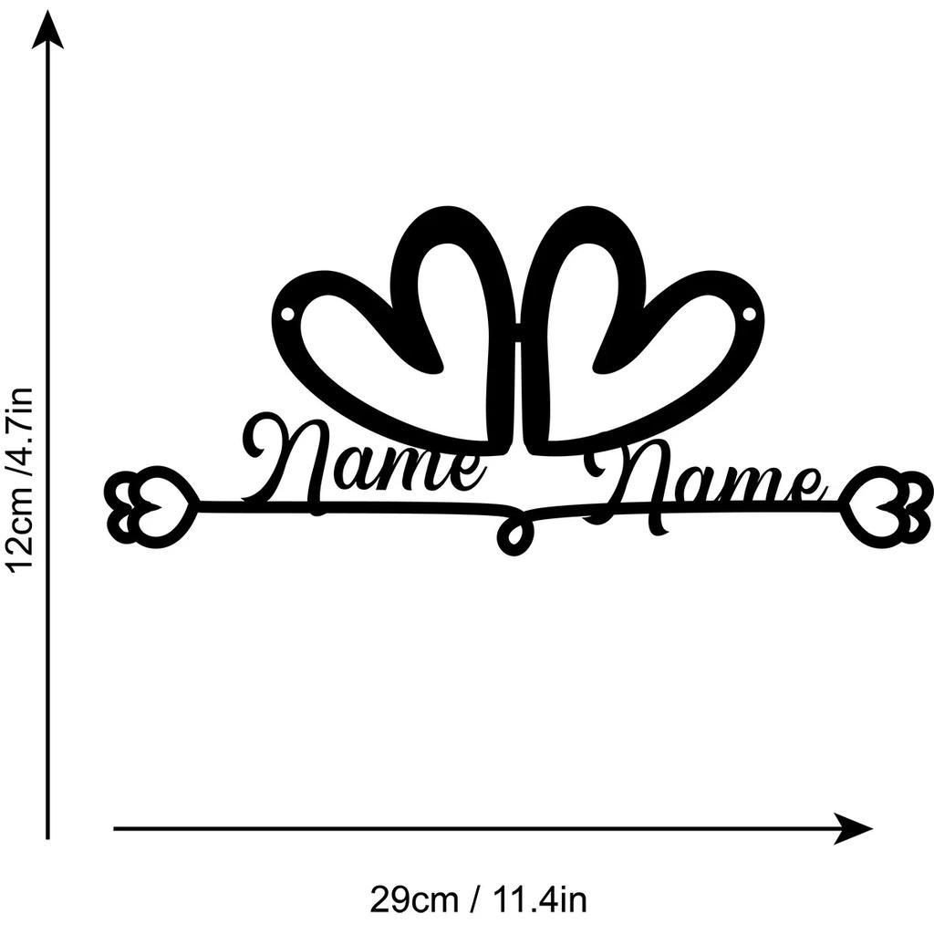 Personalized Metal Wall Art, Custom Heart Couples Sign, Wedding Anniversary Gift