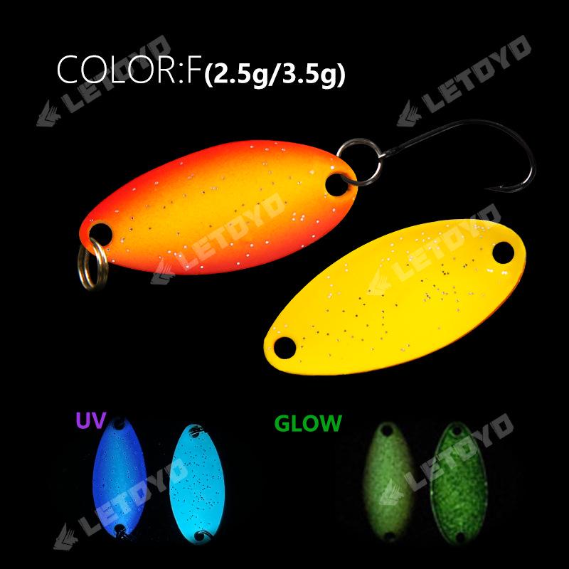 LETOYO UV Glow Sequin Lure: 2.5g & 3.5g Spoon Copper Bait for Long Cast Trout & Mackerel Fishing.