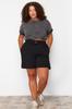 Women's Fashion New Plus Big Size Shorts & Bermuda Black Button Detailed Knitted Shorts Bermuda