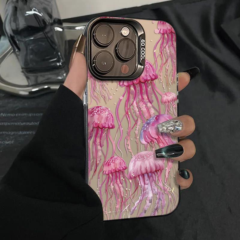 Розовый чехол-медуза для телефона iPhone 16 16E 15 14 13 12 11 Pro Max Прозрачный чехол для iPhone 16 16E 15 14 13 12 11