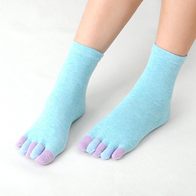 1Pair Five Finger Socks Women'S Pure Cotton Five Toe Socks Sweat Absorbing Mid Tube Split Toe Socks Warm Toes Short Socks